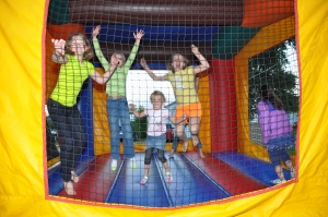 Children in bouncey house